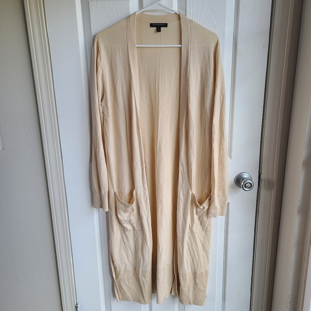 Banana Republic Long Yellow Cardigan Large